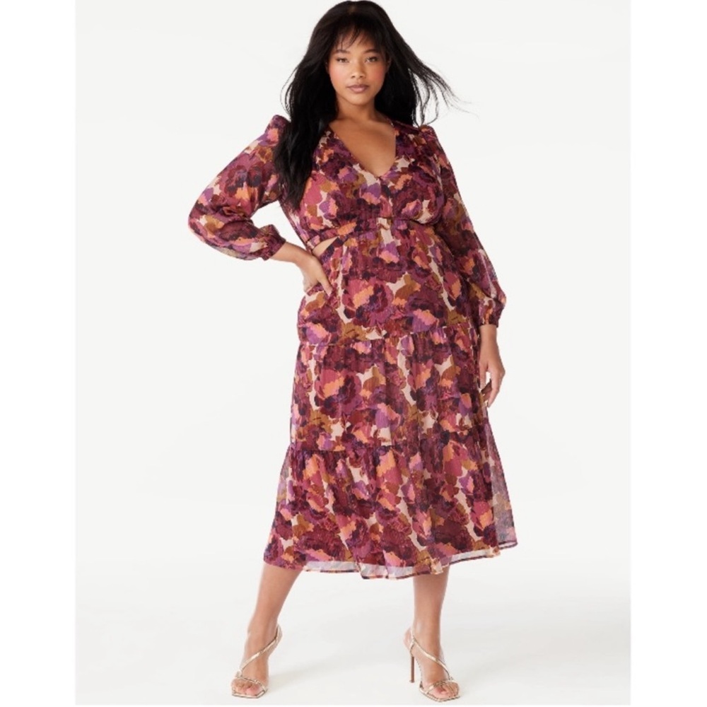 Sofia Jeans Women's Plus Size Cutout Maxi Dress with Long Sleeves, 3XL